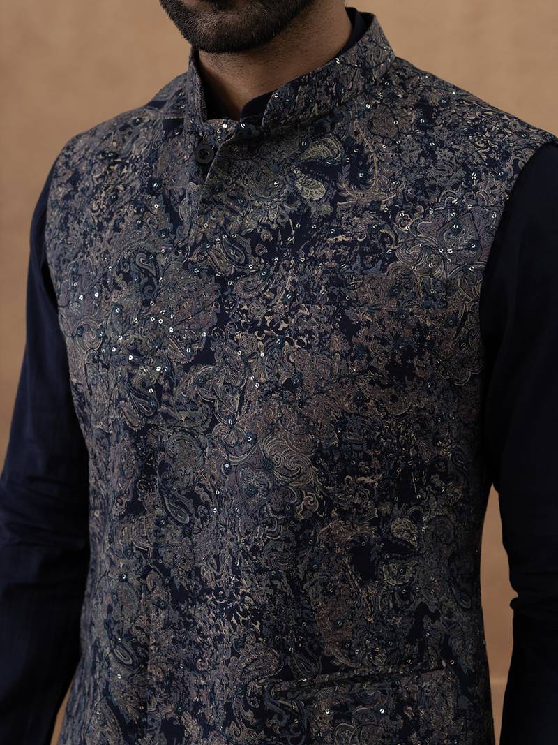 Digital printed bundi with kurta set