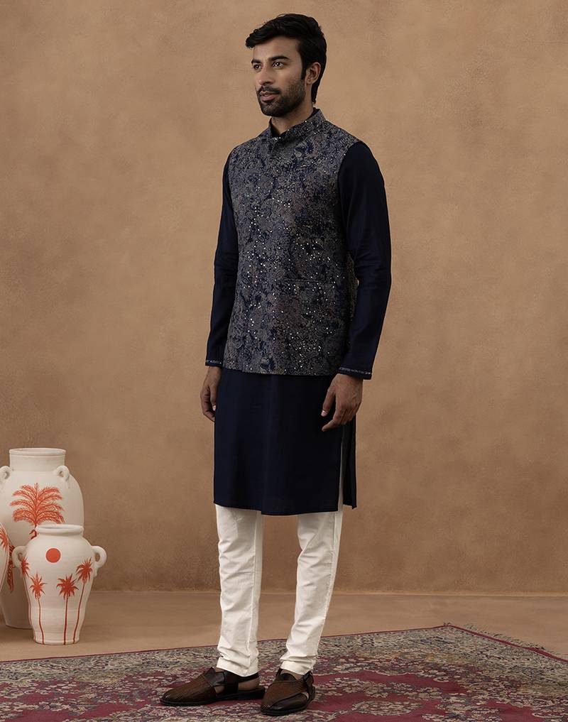 Digital printed bundi with kurta set