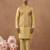 Gold herringbone printed bundi kurta set