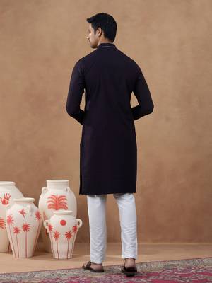 Dark chocolate brown embroidery kurta set 4