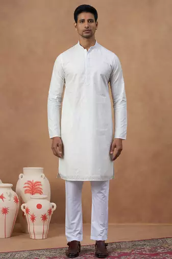 Off white cotton kurta set