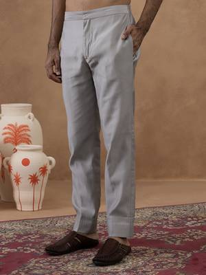 Grey embroidered indo-western jacket kurta set 5