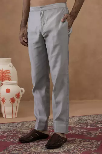 Grey embroidered indo-western jacket kurta set