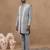 Grey thread-embroidered long bundi kurta set