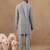 Grey thread-embroidered long bundi kurta set