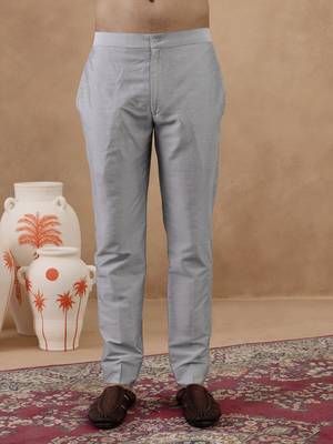 Grey thread-embroidered long bundi kurta set 5