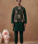 Forest green printed bandi kurta set