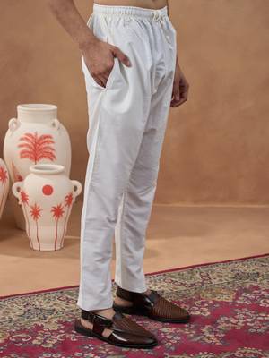 Beige embroidered long jacket kurta set 5