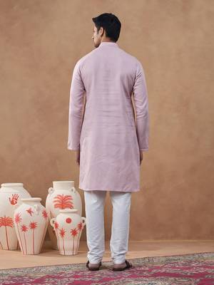 Peach mirror embroidered kurta set 4