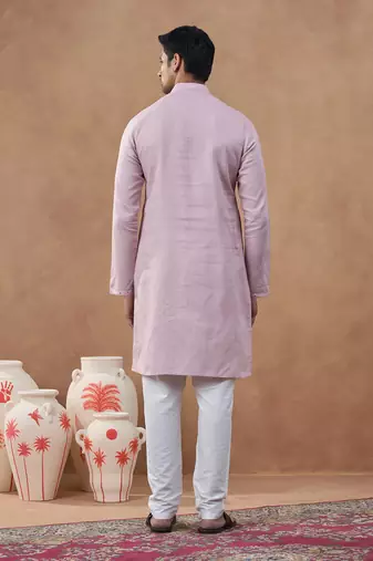 Peach mirror embroidered kurta set
