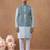 Light blue ikat print bundi with kurta set