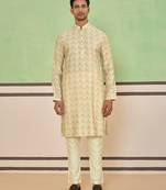 Cream all-over paisley printed kurta set