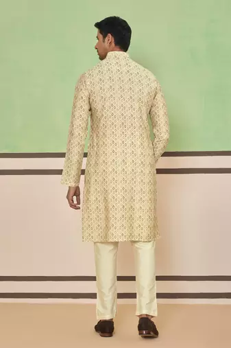 Cream all-over paisley printed kurta set