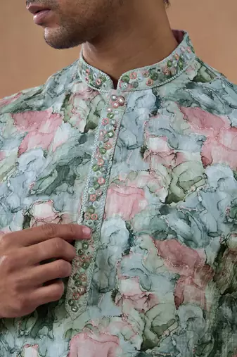 Multi color floral printed kurta set