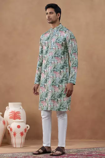 Multi color floral printed kurta set