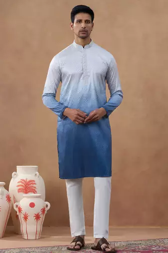 Gradient blue ombre kurta set