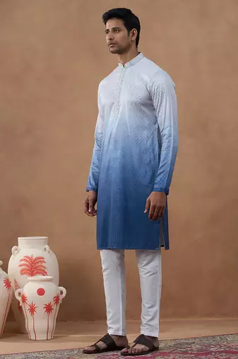 Gradient blue ombre kurta set