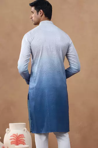Gradient blue ombre kurta set