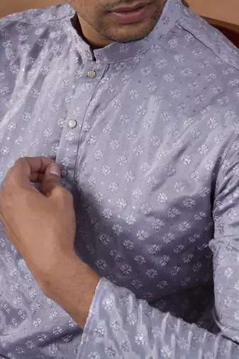 Lavender self-texture kurta set