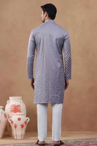 Lavender self-texture kurta set