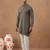 Olive brown self-design kurta set