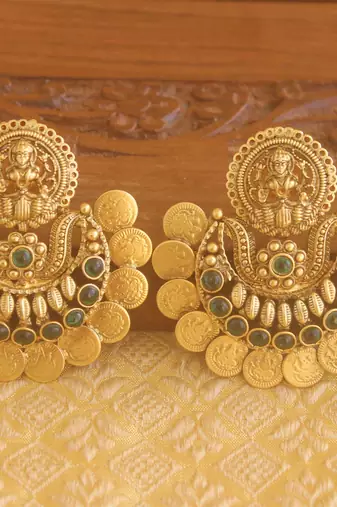 Matte finish chand bali temple earrings