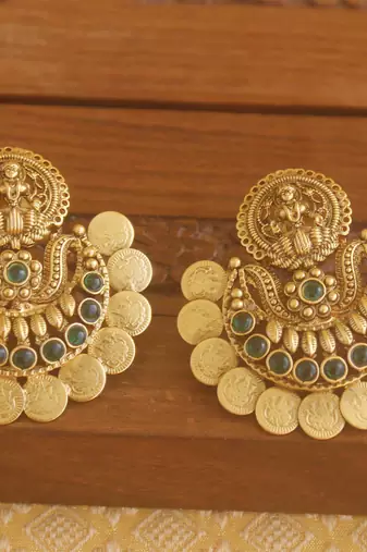 Matte finish chand bali temple earrings
