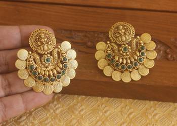 Matte finish chand bali temple earrings 3