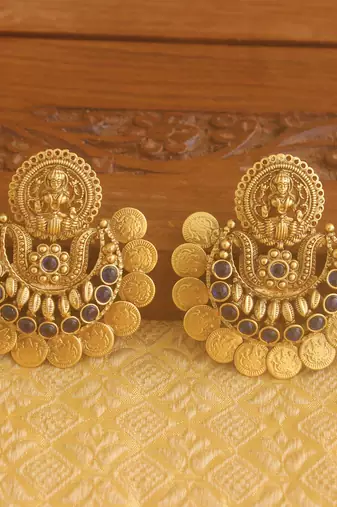 Matte finish chand bali temple earrings