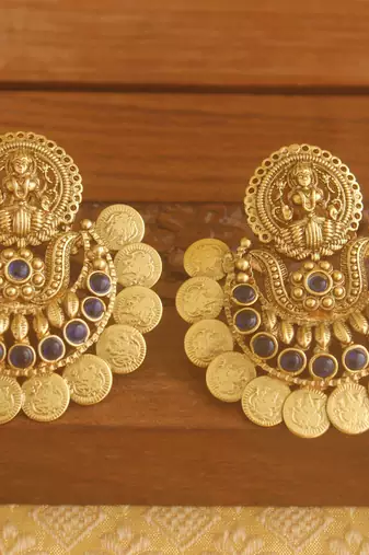Matte finish chand bali temple earrings