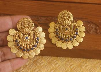 Matte finish chand bali temple earrings 3