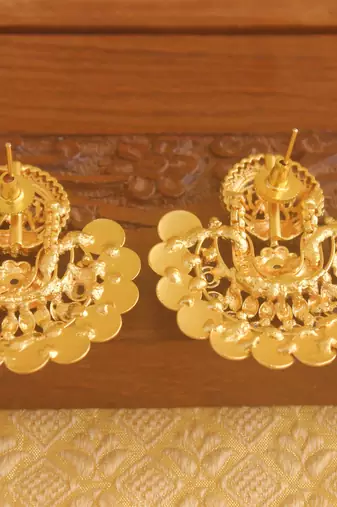 Matte finish chand bali temple earrings