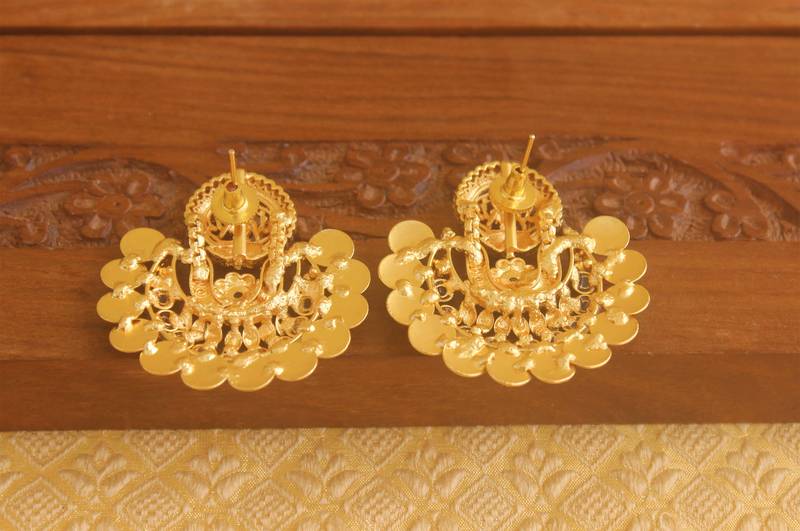 Matte finish chand bali temple earrings
