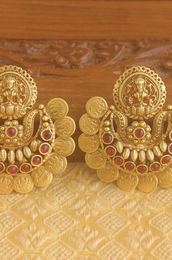Matte finish chand bali  temple earrings