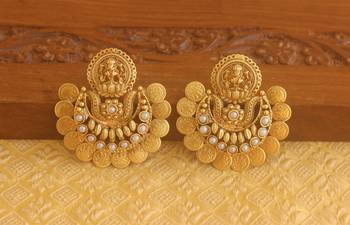 Matte finish chand bali temple earrings 1