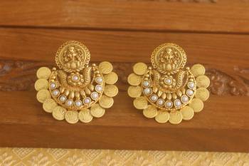 Matte finish chand bali temple earrings 2