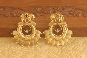 Matte finish elephant temple earrings 1