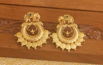 Matte finish elephant temple earrings 2
