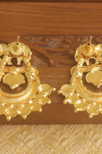 Matte finish elephant temple earrings