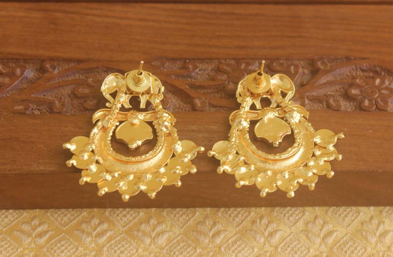 Matte finish elephant temple earrings