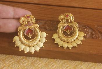 Matte finish elephant temple earrings 3