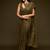 Olive green georgette saree with thread & multiple sequins embroidery