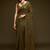 Olive green georgette saree with thread & multiple sequins embroidery