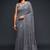 Grey georgette saree with thread & multiple sequins embroidery
