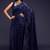 Navy blue georgette saree with thread & multiple sequins embroidery