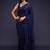 Navy blue georgette saree with thread & multiple sequins embroidery