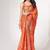 Orange organza saree with sequins embroidery & floral digital print
