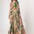 Green organza saree with sequins embroidery & floral digital print