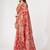 Red organza saree with sequins embroidery & floral digital print