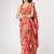 Red organza saree with sequins embroidery & floral digital print